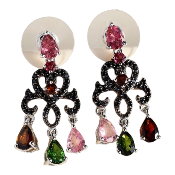 🔥PRICE CUT🔥NWT TOURMALINE CHANDELIER EARRINGS IN PLATINUM OVER STERLING SILVER - Picture 3 of 6